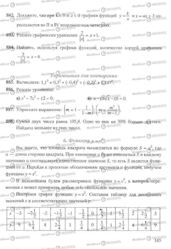 Підручники Алгебра 8 клас сторінка 185