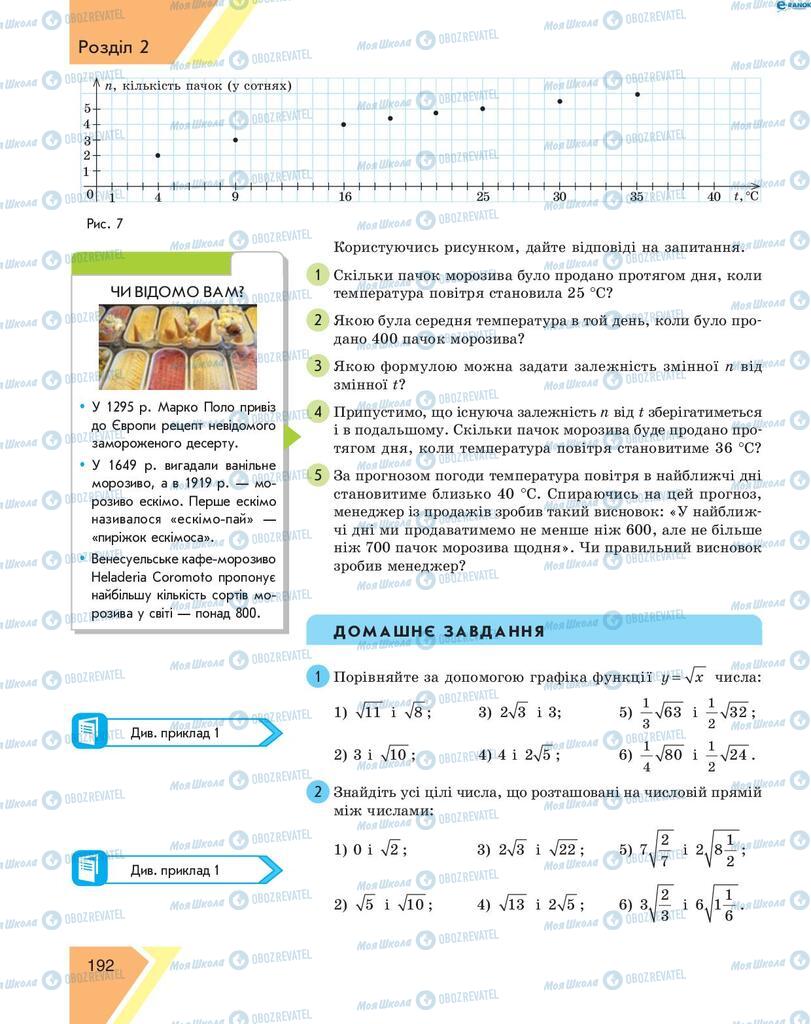 Підручники Алгебра 8 клас сторінка 192