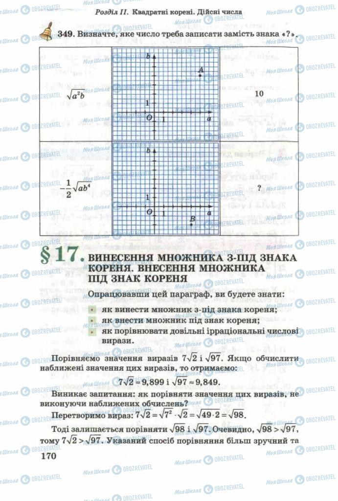 Підручники Алгебра 8 клас сторінка 170