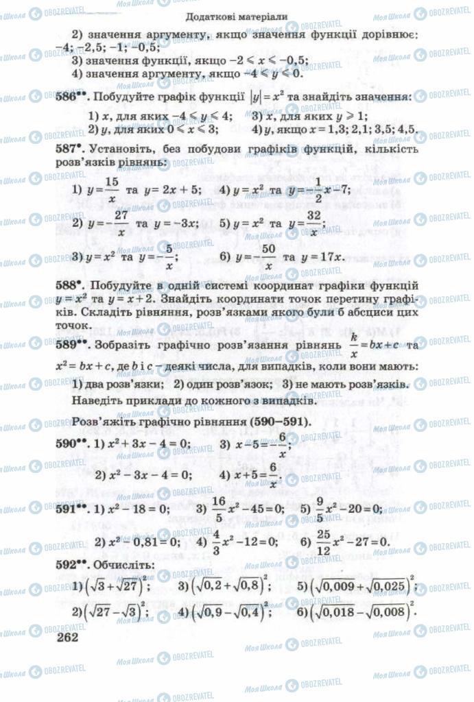 Підручники Алгебра 8 клас сторінка 262