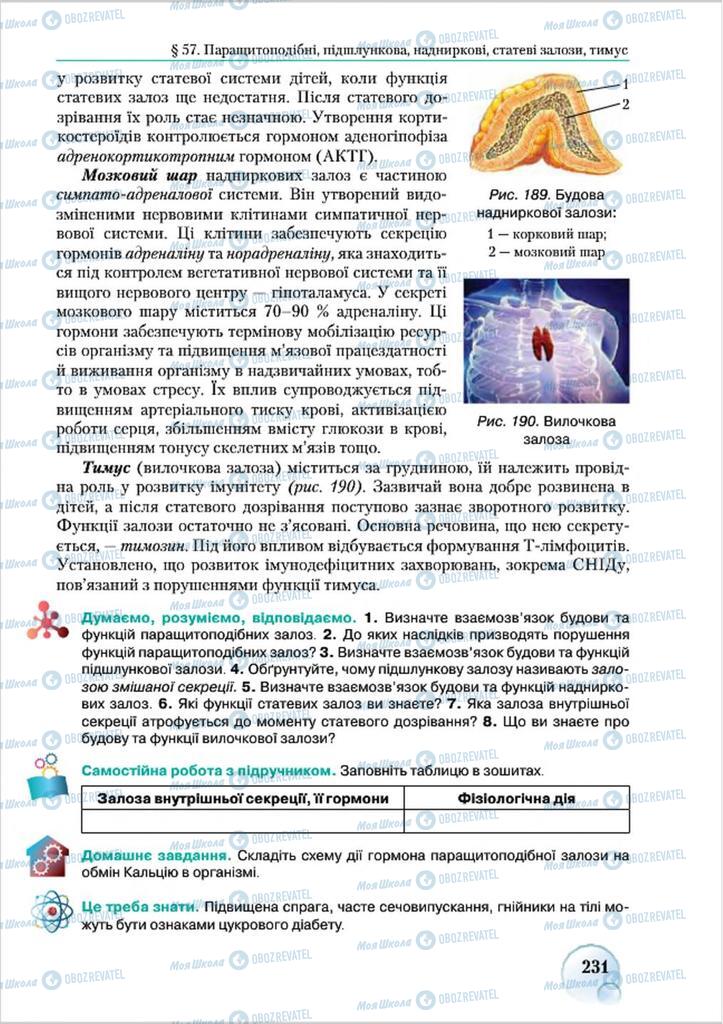 Підручники Біологія 8 клас сторінка 231