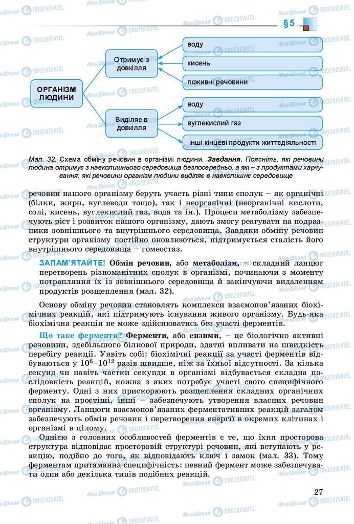 Підручники Біологія 8 клас сторінка 27