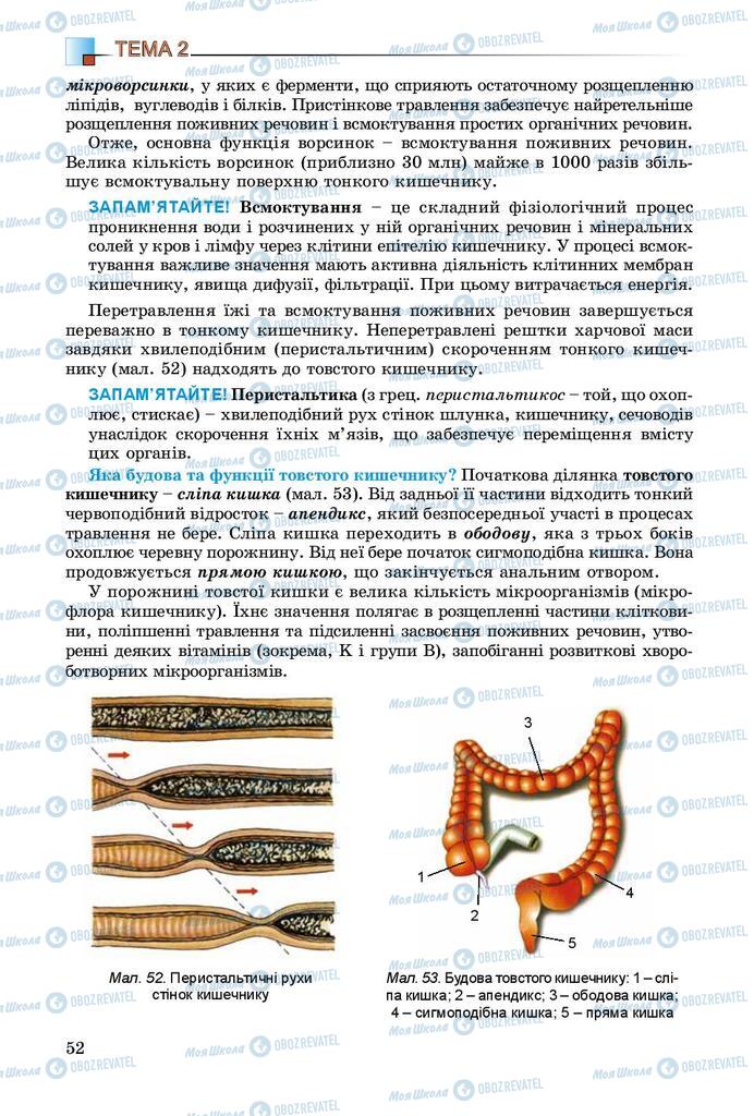 Підручники Біологія 8 клас сторінка 52