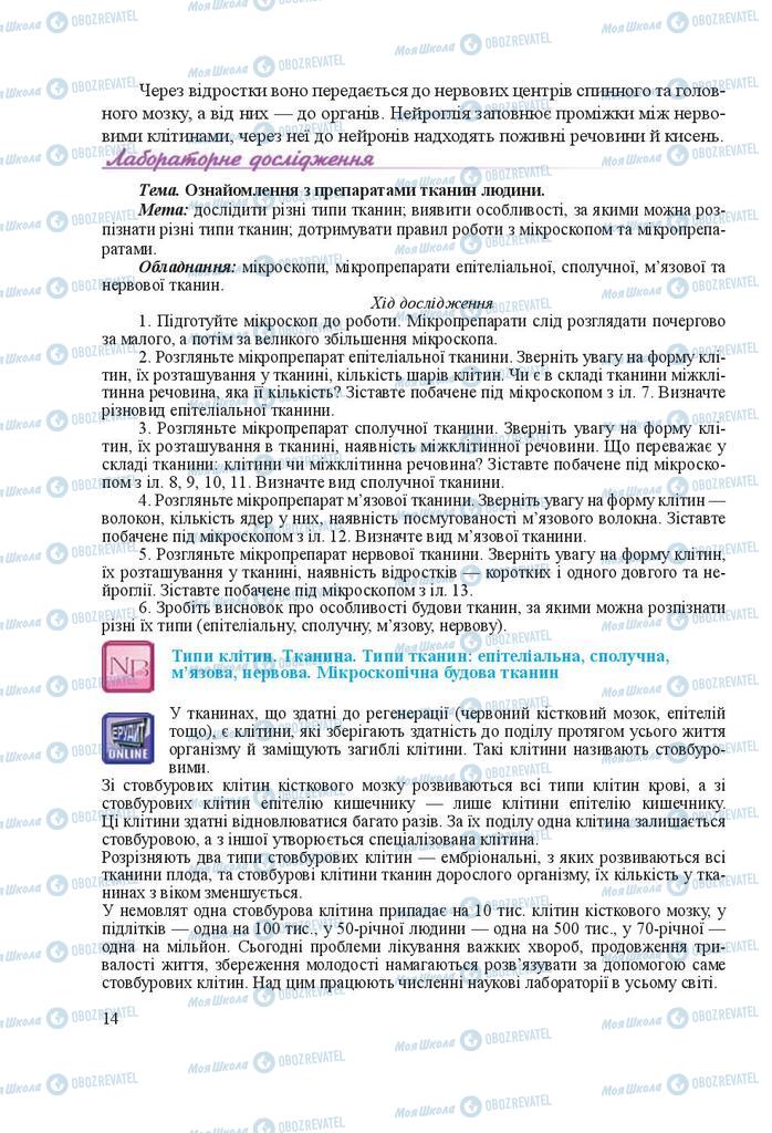 Підручники Біологія 8 клас сторінка 14