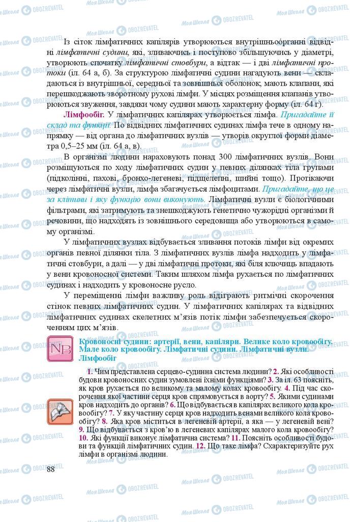 Підручники Біологія 8 клас сторінка 88