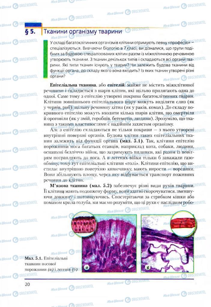 Підручники Біологія 8 клас сторінка 20