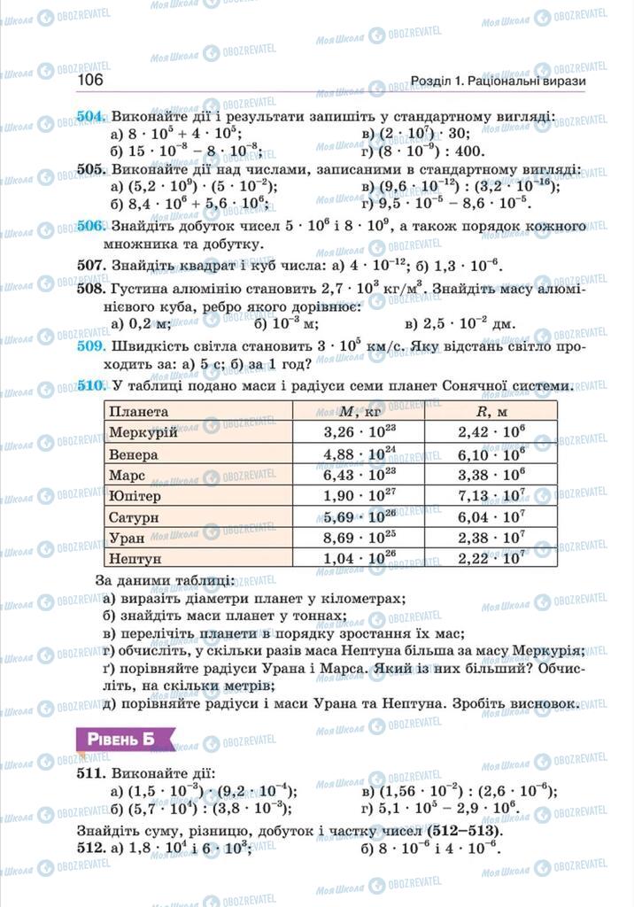 Підручники Алгебра 8 клас сторінка 106
