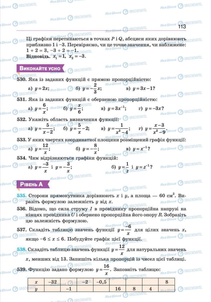 Підручники Алгебра 8 клас сторінка 113