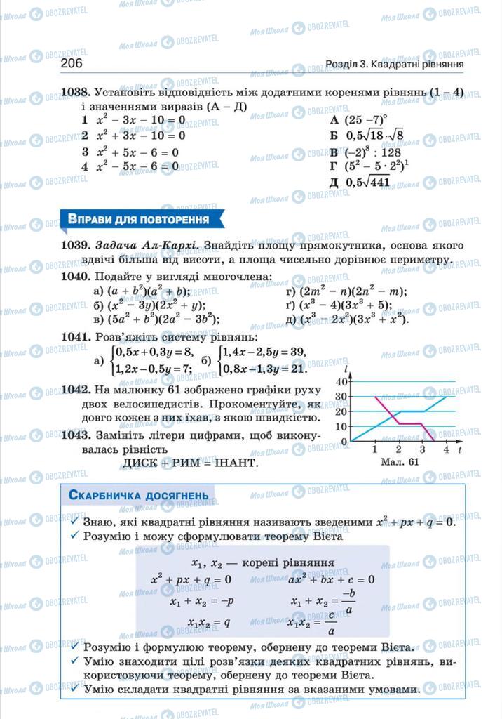 Підручники Алгебра 8 клас сторінка 206
