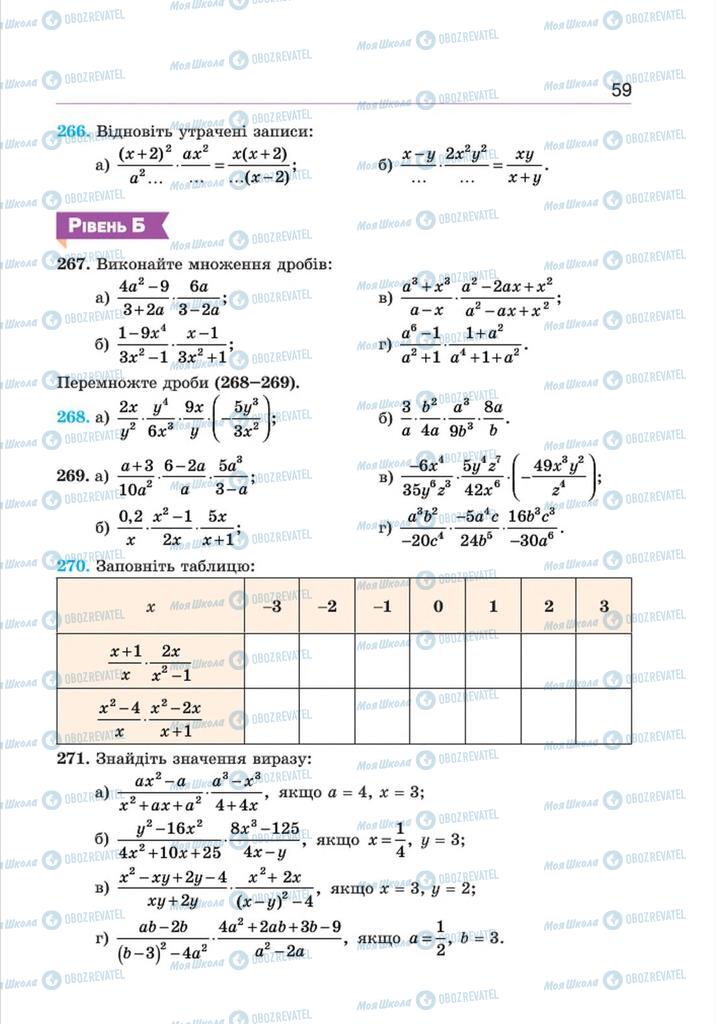 Підручники Алгебра 8 клас сторінка 59