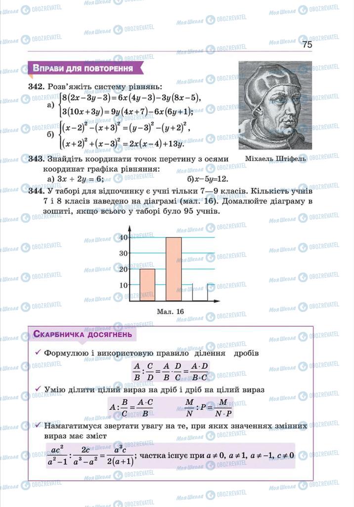 Підручники Алгебра 8 клас сторінка 75