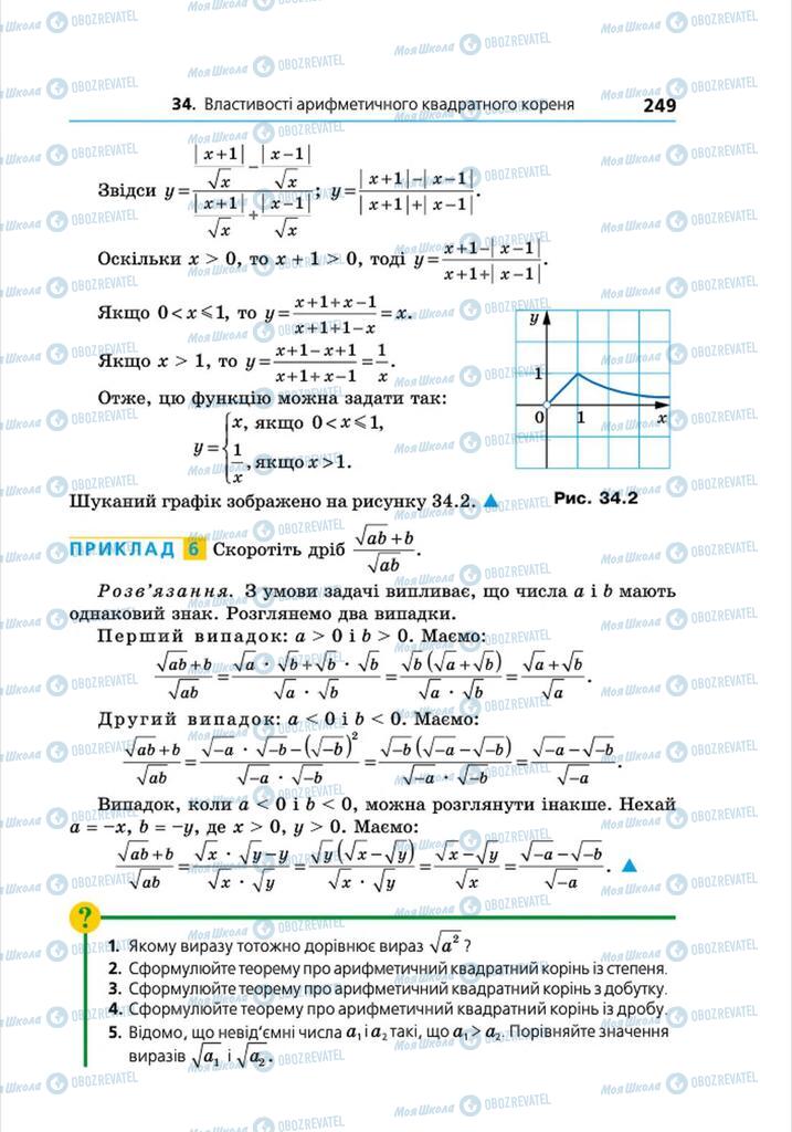 Підручники Алгебра 8 клас сторінка 249