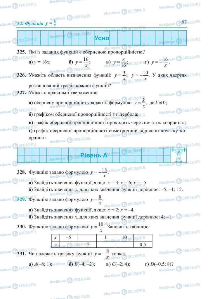 Підручники Алгебра 8 клас сторінка 87