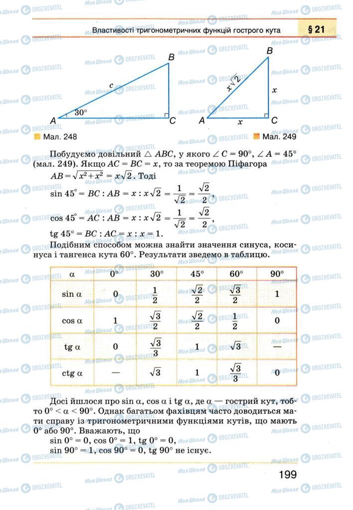 Підручники Геометрія 8 клас сторінка 199