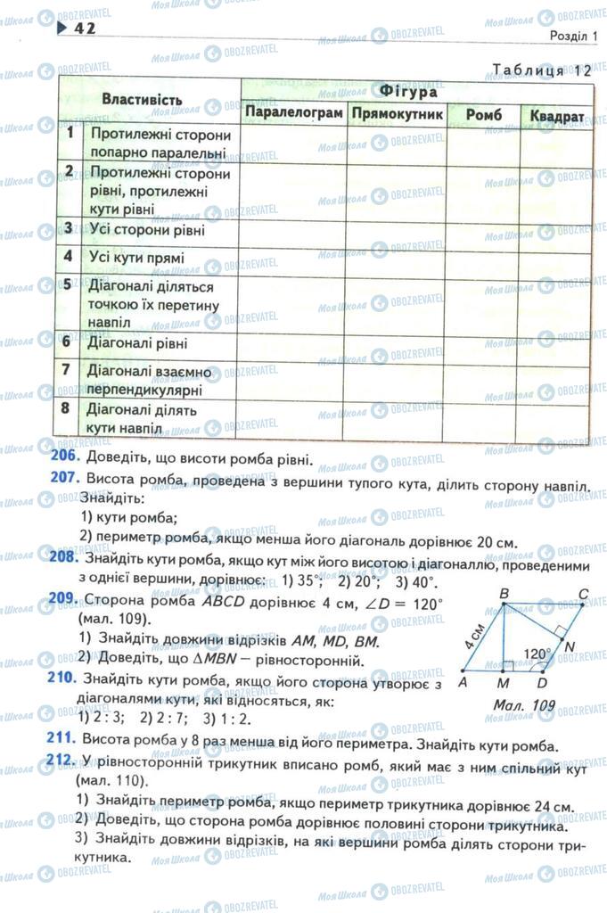 Підручники Геометрія 8 клас сторінка 42