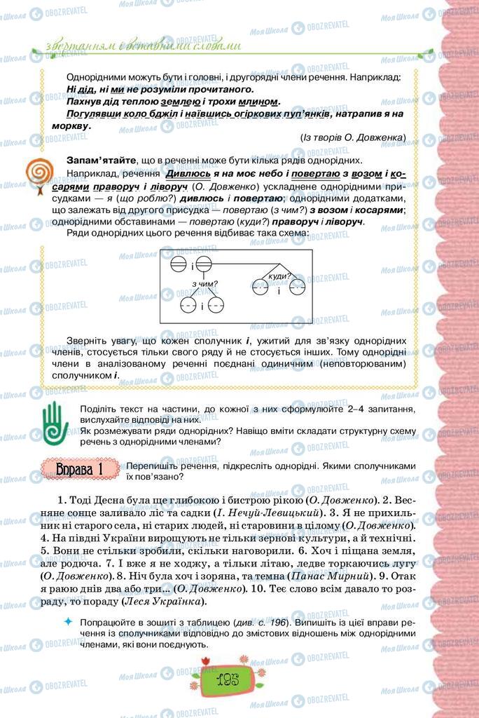 Учебники Укр мова 8 класс страница 195
