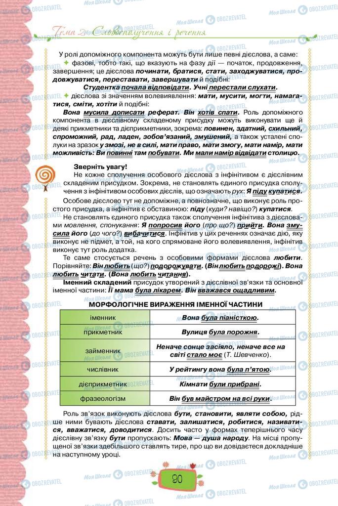 Підручники Українська мова 8 клас сторінка  90