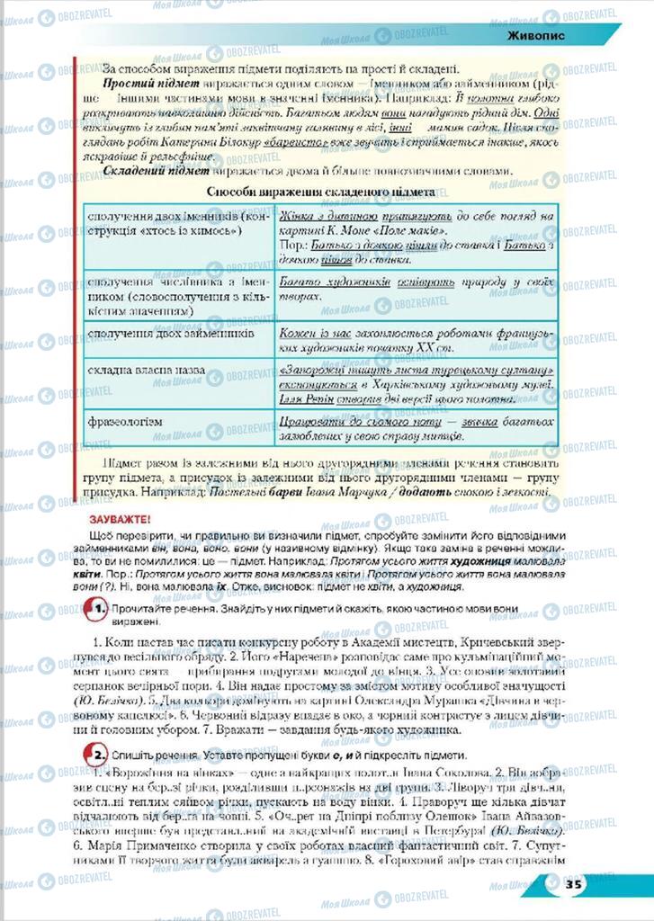 Підручники Українська мова 8 клас сторінка 35