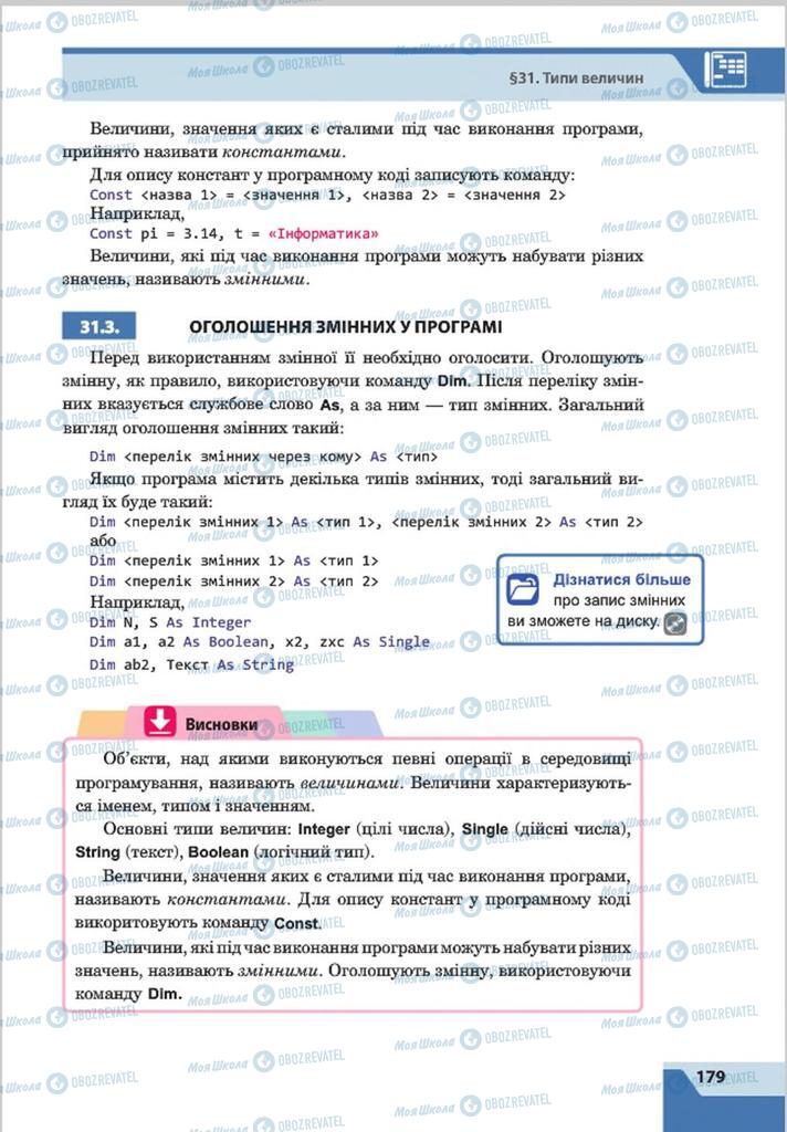 Підручники Інформатика 8 клас сторінка 179