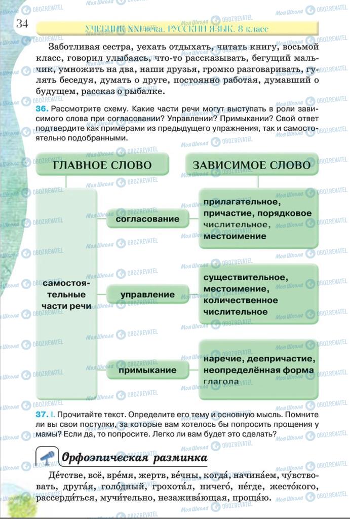 Підручники Російська мова 8 клас сторінка  34