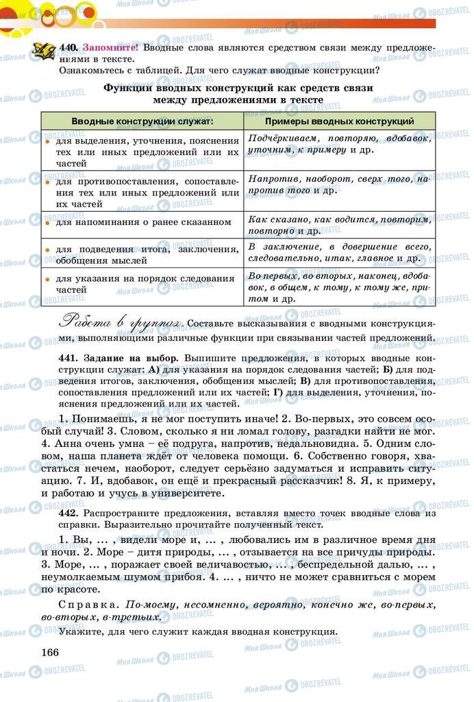 Підручники Російська мова 8 клас сторінка  166