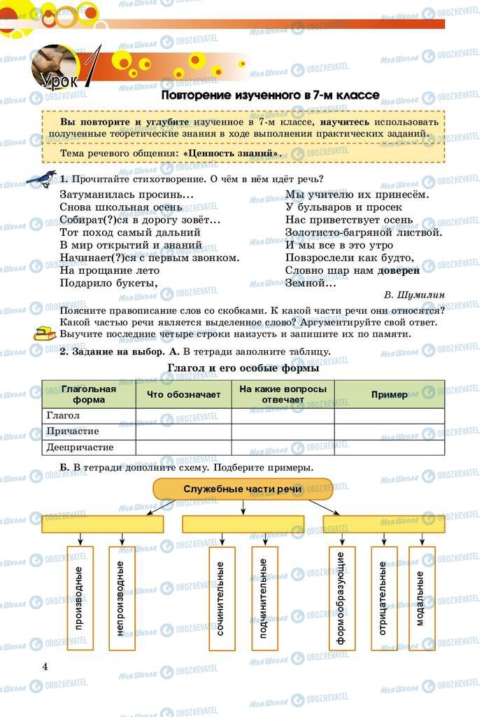 Підручники Російська мова 8 клас сторінка  4