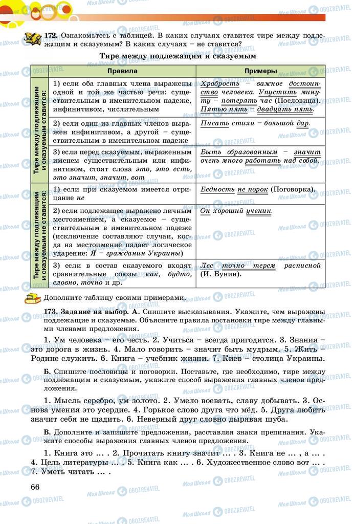 Підручники Російська мова 8 клас сторінка  66