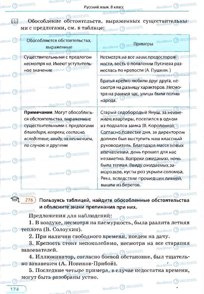 Підручники Російська мова 8 клас сторінка 174