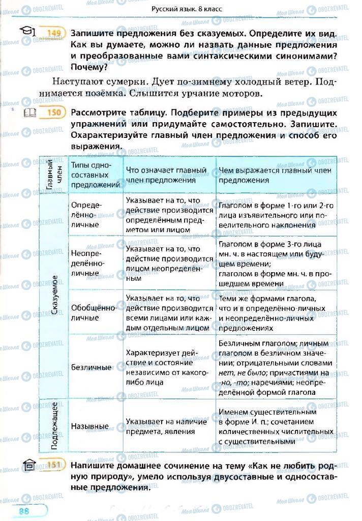 Підручники Російська мова 8 клас сторінка 88