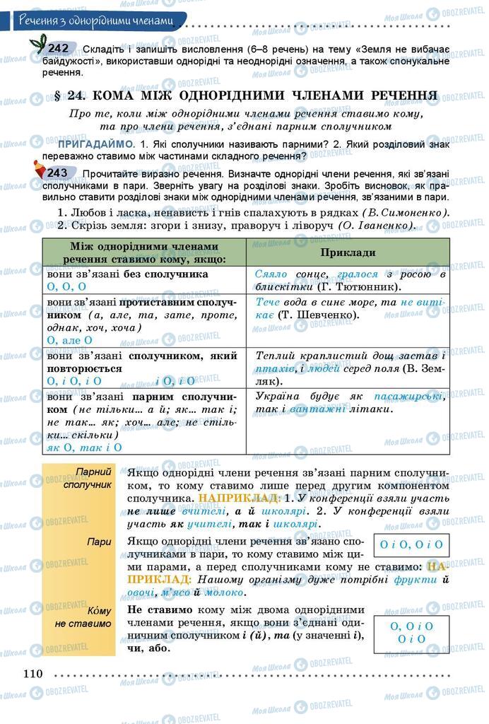 Підручники Українська мова 8 клас сторінка 110