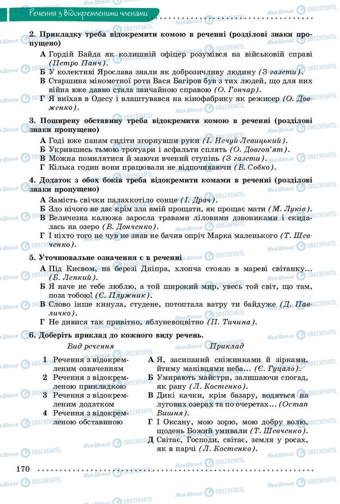 Учебники Укр мова 8 класс страница  170