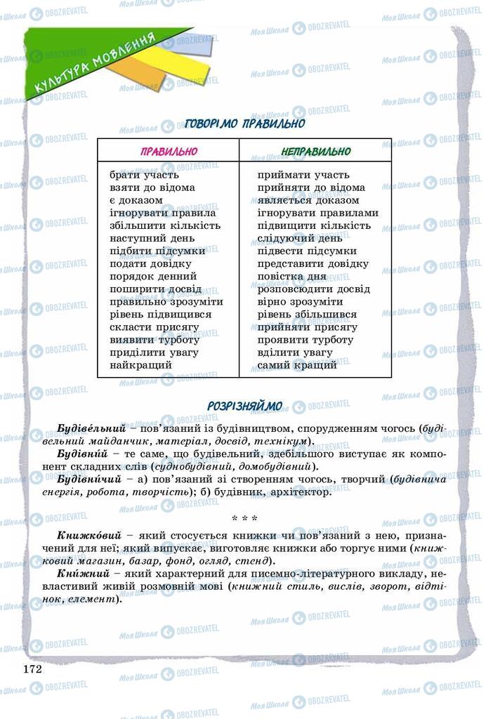 Учебники Укр мова 8 класс страница  172