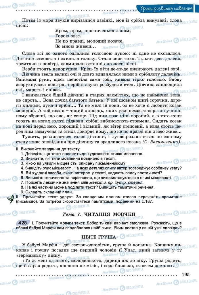 Підручники Українська мова 8 клас сторінка 195