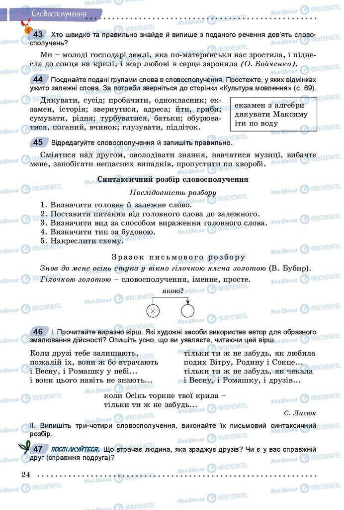 Підручники Українська мова 8 клас сторінка  24