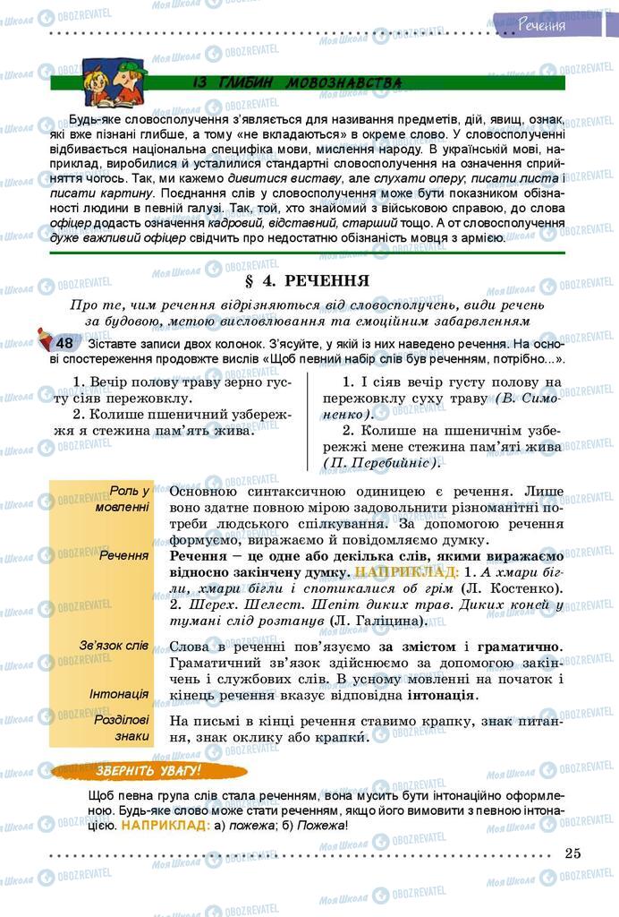 Підручники Українська мова 8 клас сторінка  25