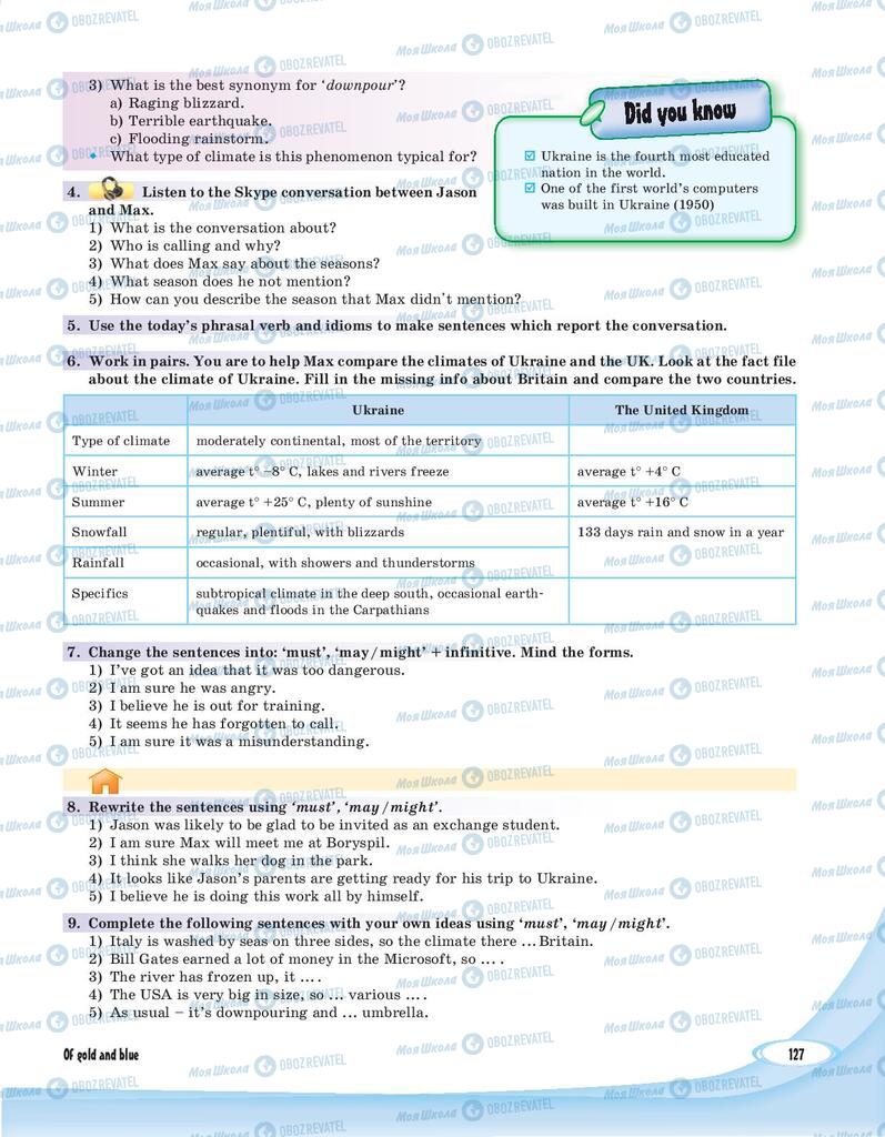 Підручники Англійська мова 8 клас сторінка 127