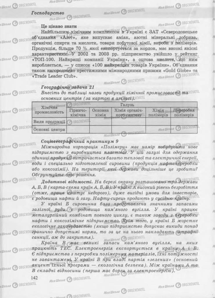 Підручники Географія 9 клас сторінка 142