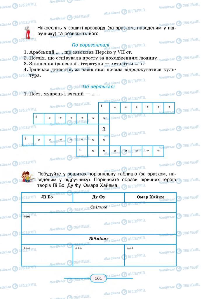 Підручники Зарубіжна література 8 клас сторінка 161