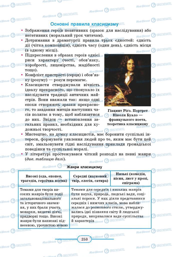 Підручники Зарубіжна література 8 клас сторінка 253