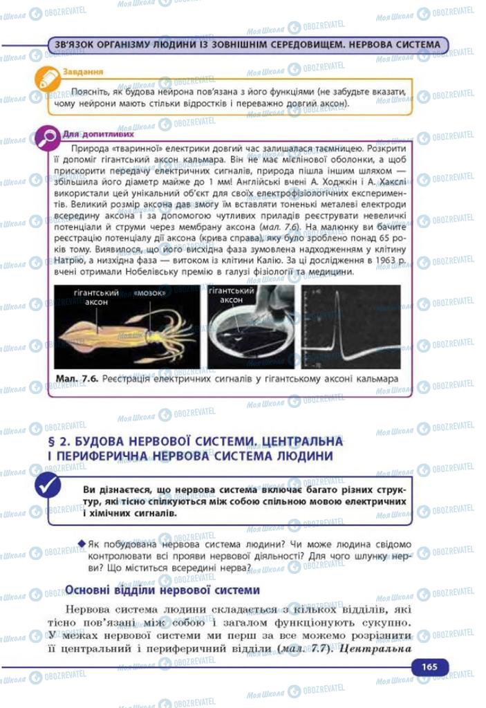 Підручники Біологія 8 клас сторінка  165