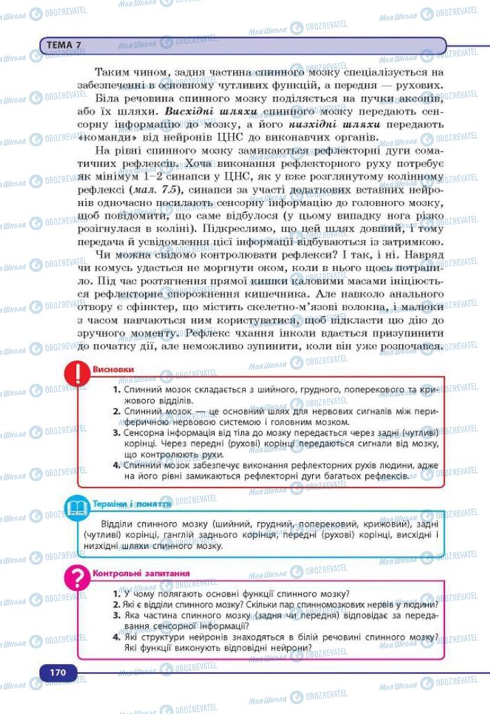 Підручники Біологія 8 клас сторінка 170