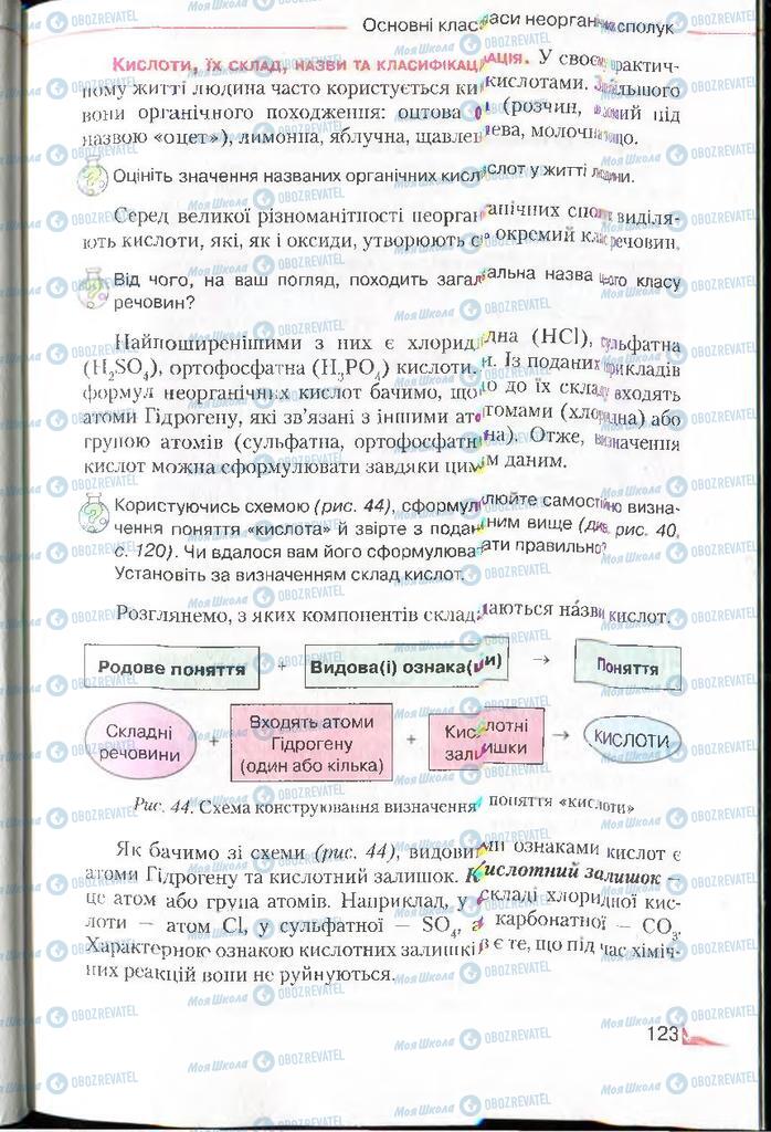 Підручники Хімія 8 клас сторінка 123