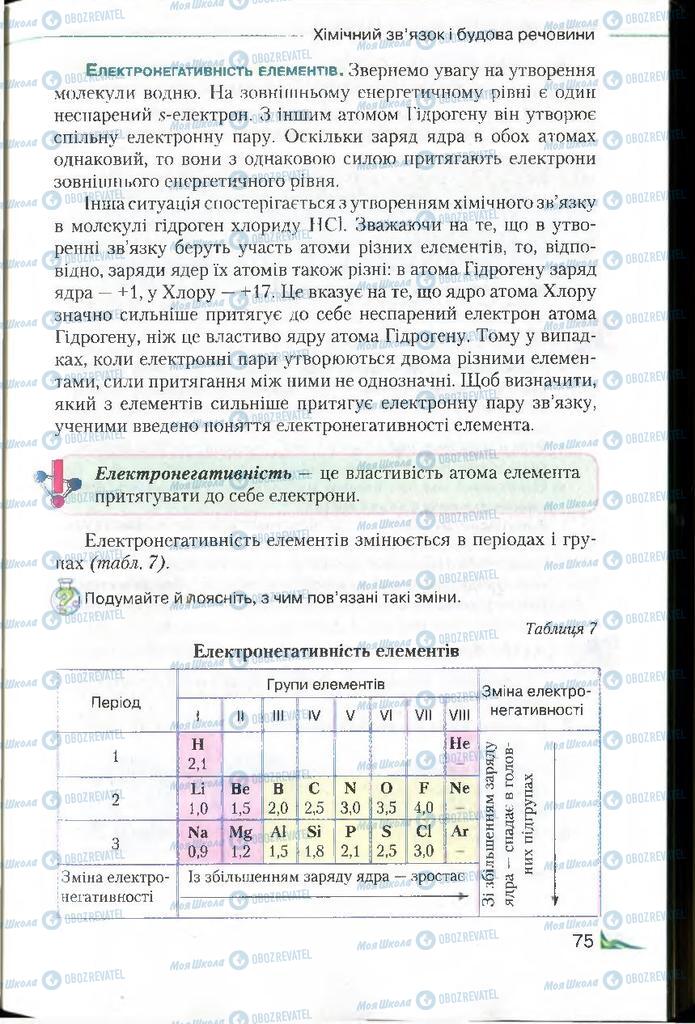 Підручники Хімія 8 клас сторінка 75