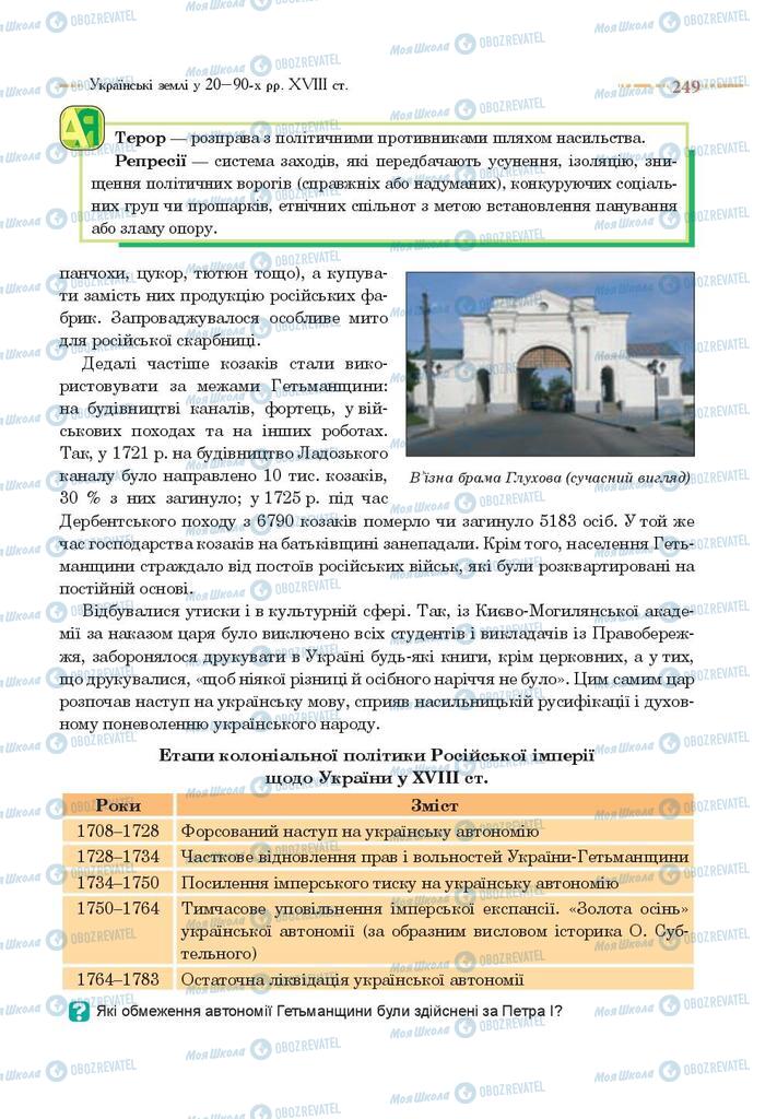 Підручники Історія України 8 клас сторінка 249