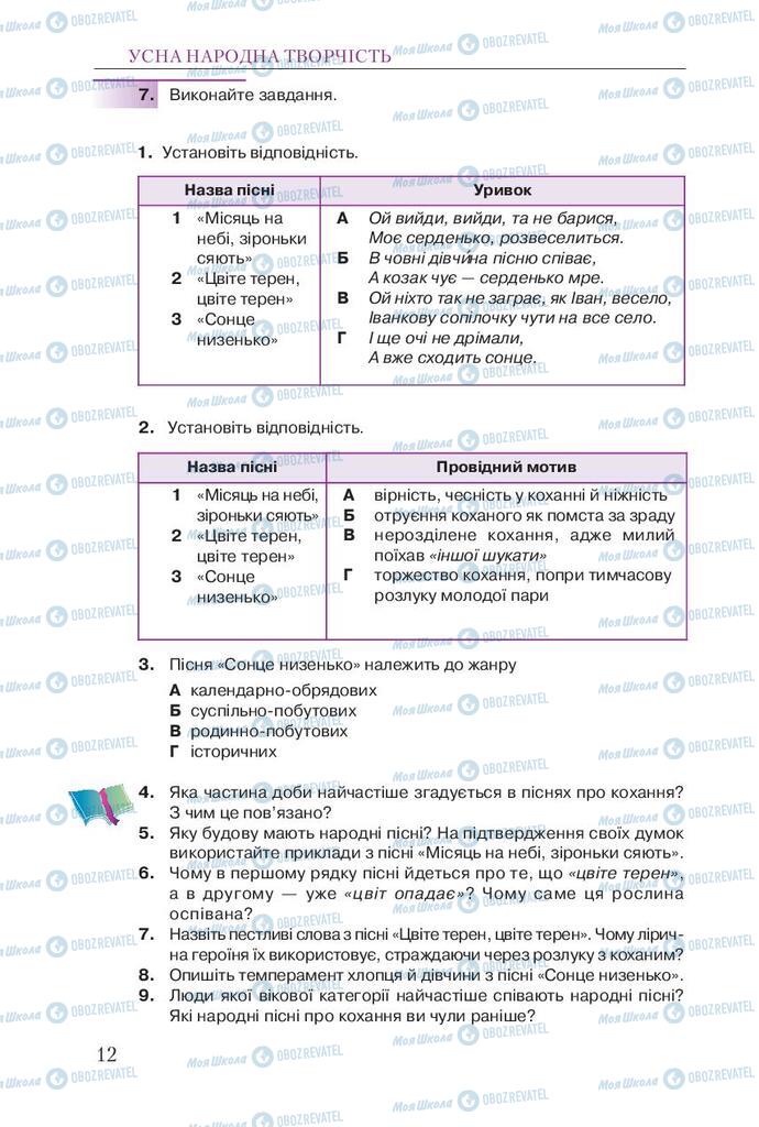 Учебники Укр лит 9 класс страница 12