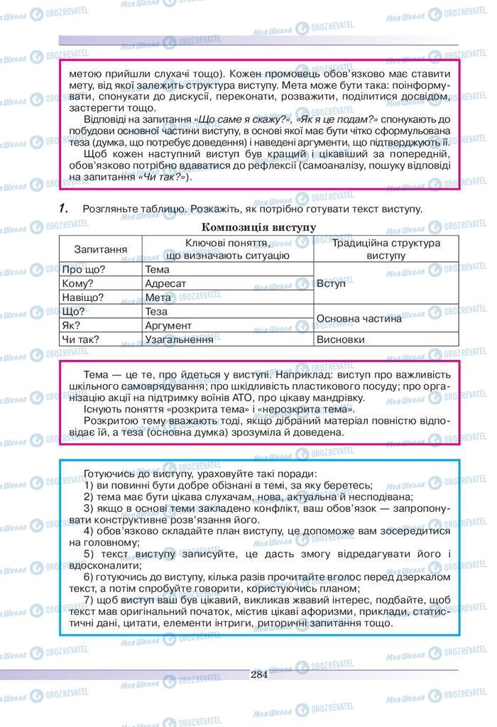 Підручники Українська мова 9 клас сторінка 284