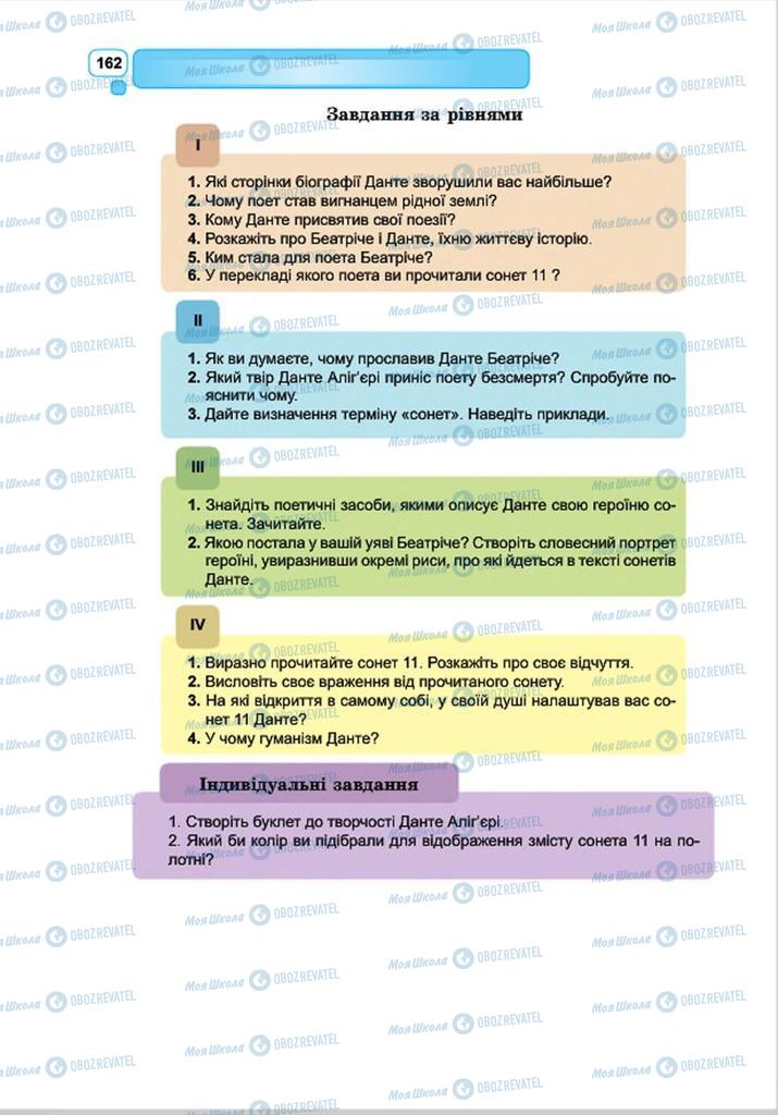 Підручники Зарубіжна література 8 клас сторінка 162