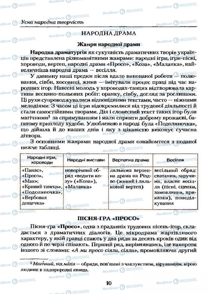 Учебники Укр лит 9 класс страница  10