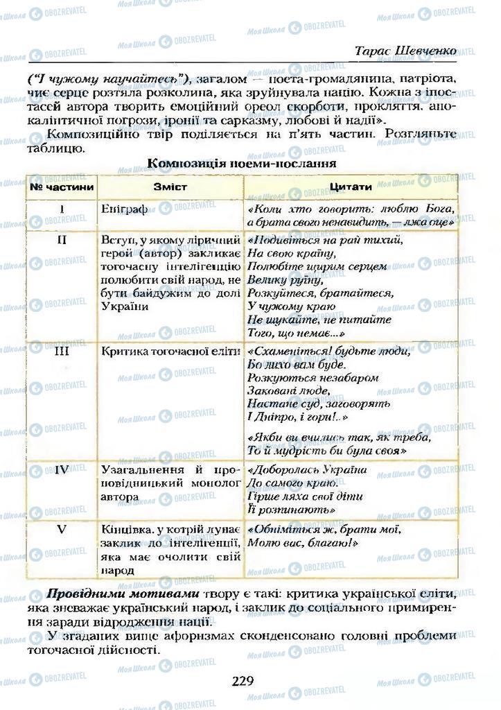 Підручники Українська література 9 клас сторінка 229