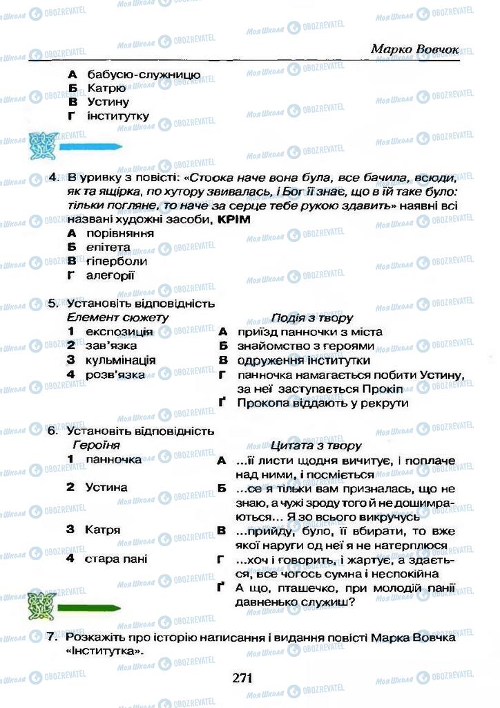 Підручники Українська література 9 клас сторінка 271